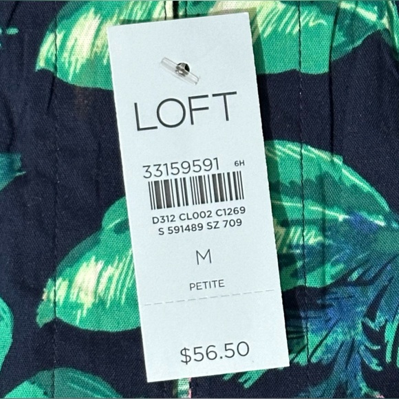 LOFT 2-Piece Set Cap Sleeve Top Sz Petite M & Wide Leg Pants Sz L Tropical NWT - Picture 8 of 16